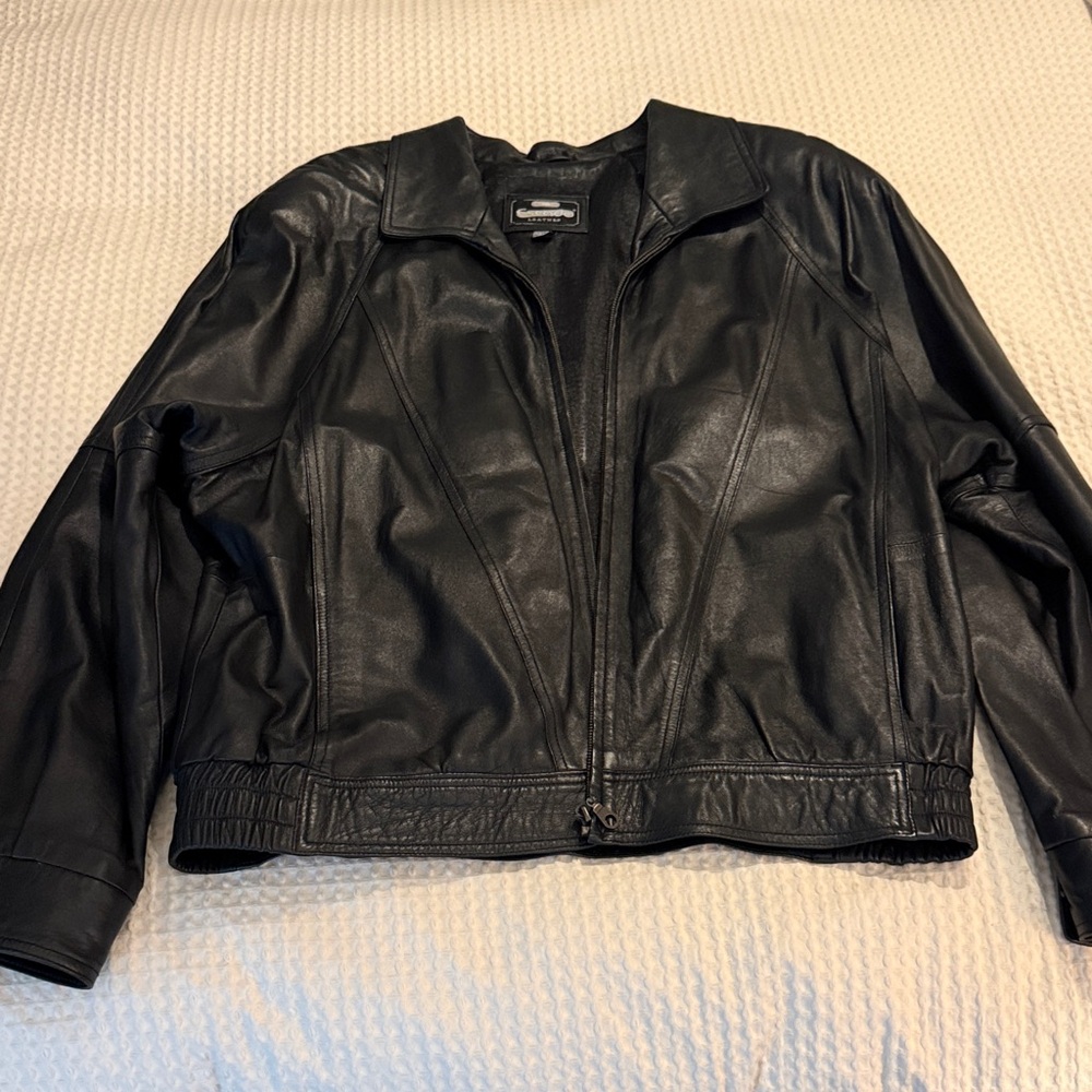 Escado Leather Black Zip-Up Jacket